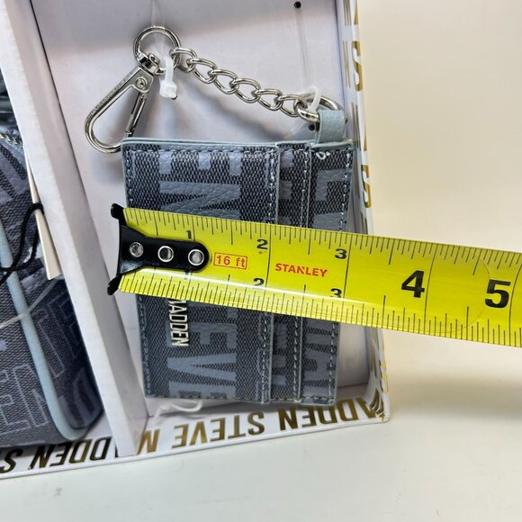 Steve Madden Gift Set -Blue Boxy Embossed Crossbody Bag W/ Web Strap & Card Case - Picture 9 of 9